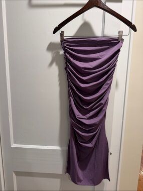 BECCA Purple Ruched Swim Coverup Skirt